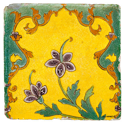 Mughal tile with arabesque form and flowers (custom print)